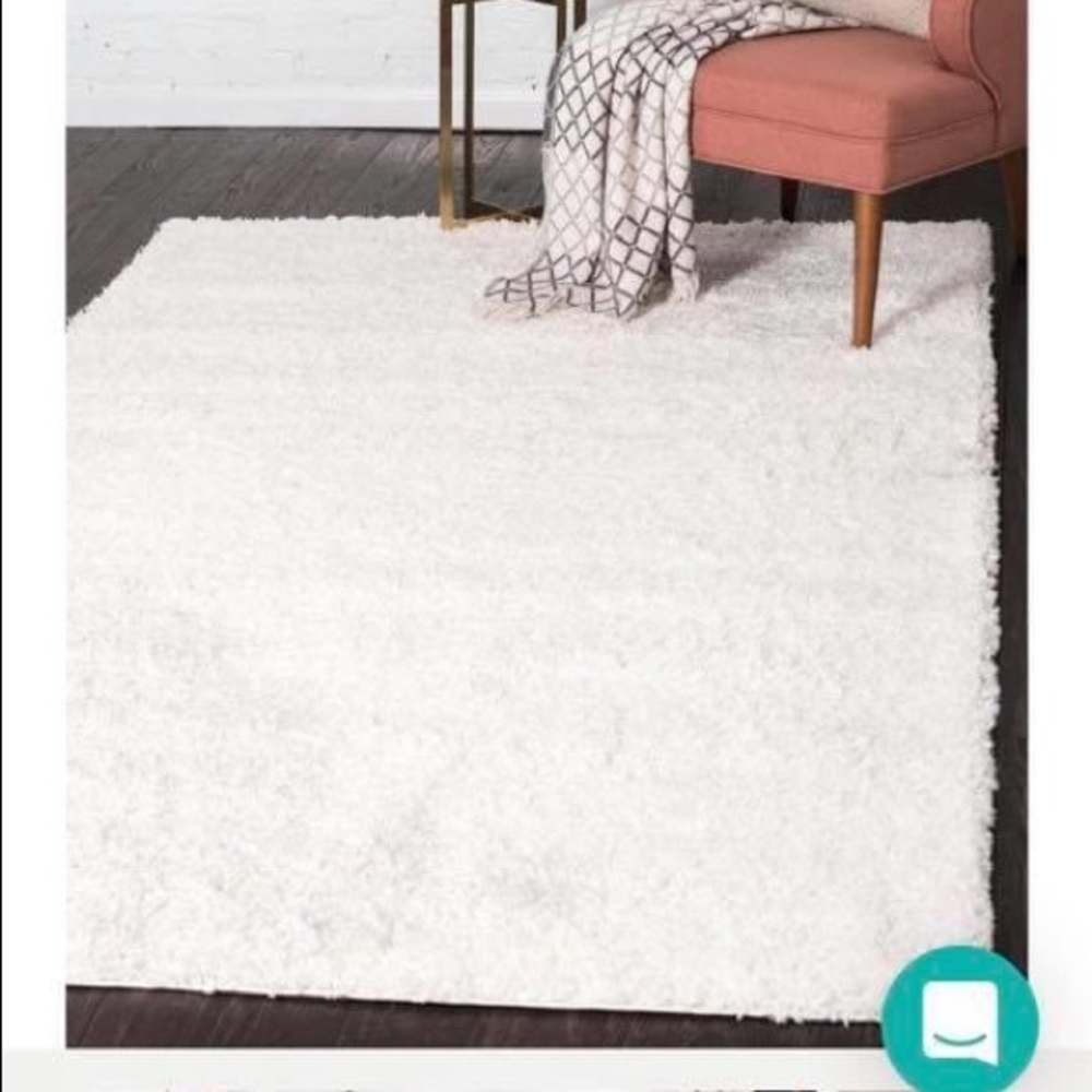 Snow white shag rug